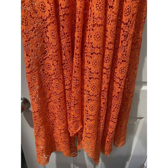 Zara langes Kleid Lochspitze orange rot Lachs Sommerkleid Strand Limited,Small - Picture 10 of 12